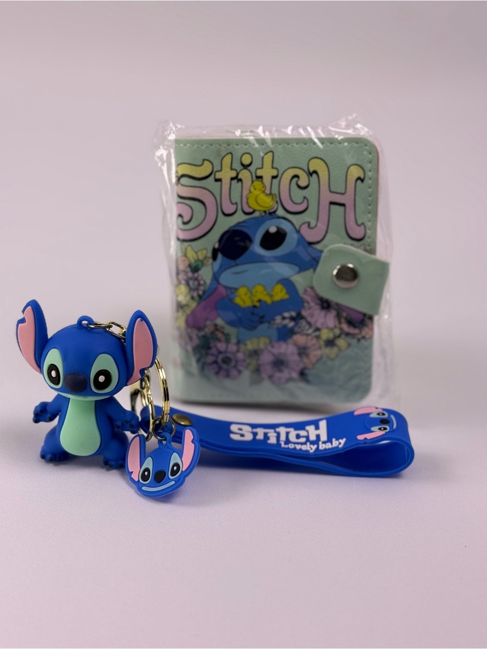 Stitch Wallet Card Holder & 3D Keychain Wrist Strap 2 Piece Gift Set New